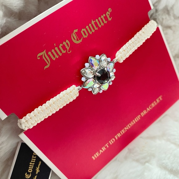 Juicy Couture White Rope Gold Tone Rhinestone Friendship Adjustable Bracelet NWT - Picture 5 of 6